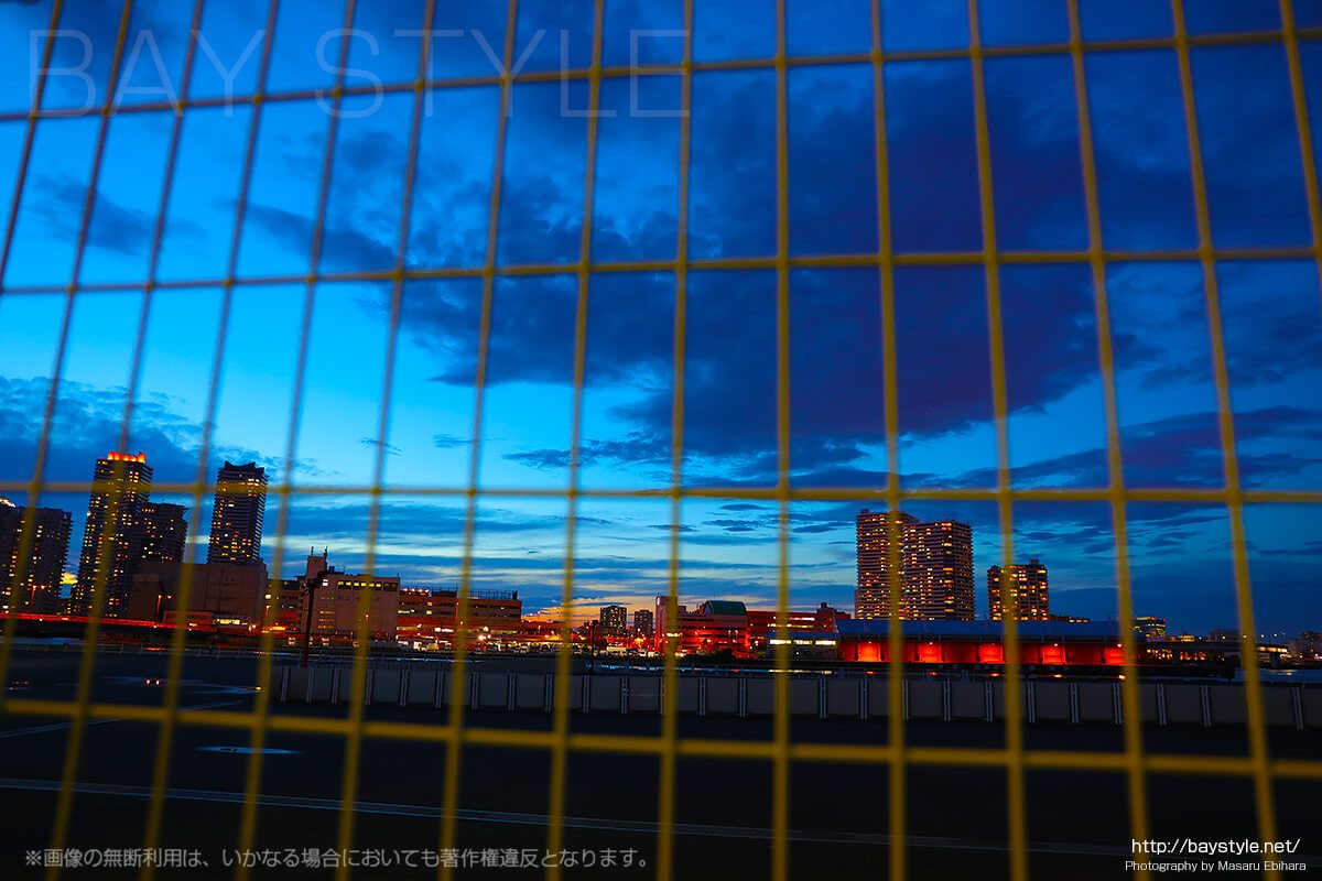 臨港パーク周辺から見た横浜駅東口方面の夕暮れ